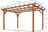 10' x 13' Outdoor Pergola, Wood Gazebo Grape Trellis with St - Image 7