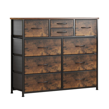 10 Drawer, Chest of Drawers Closets, Rustic Brown