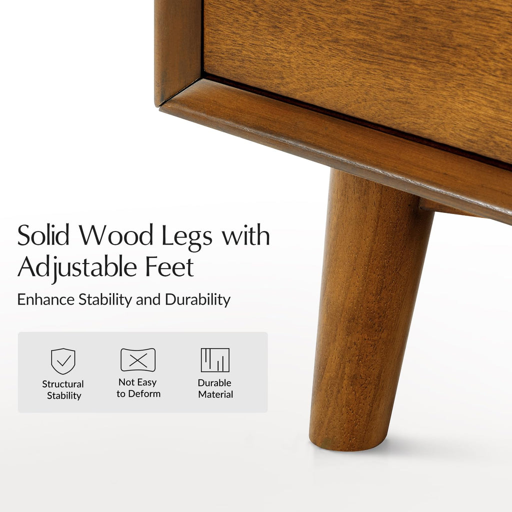 7 Drawer Dresser, 52" Wide Mid-Century Modern Chest of Drawers with Built-in Drawer Dividers, Wooden Bedroom Drawer