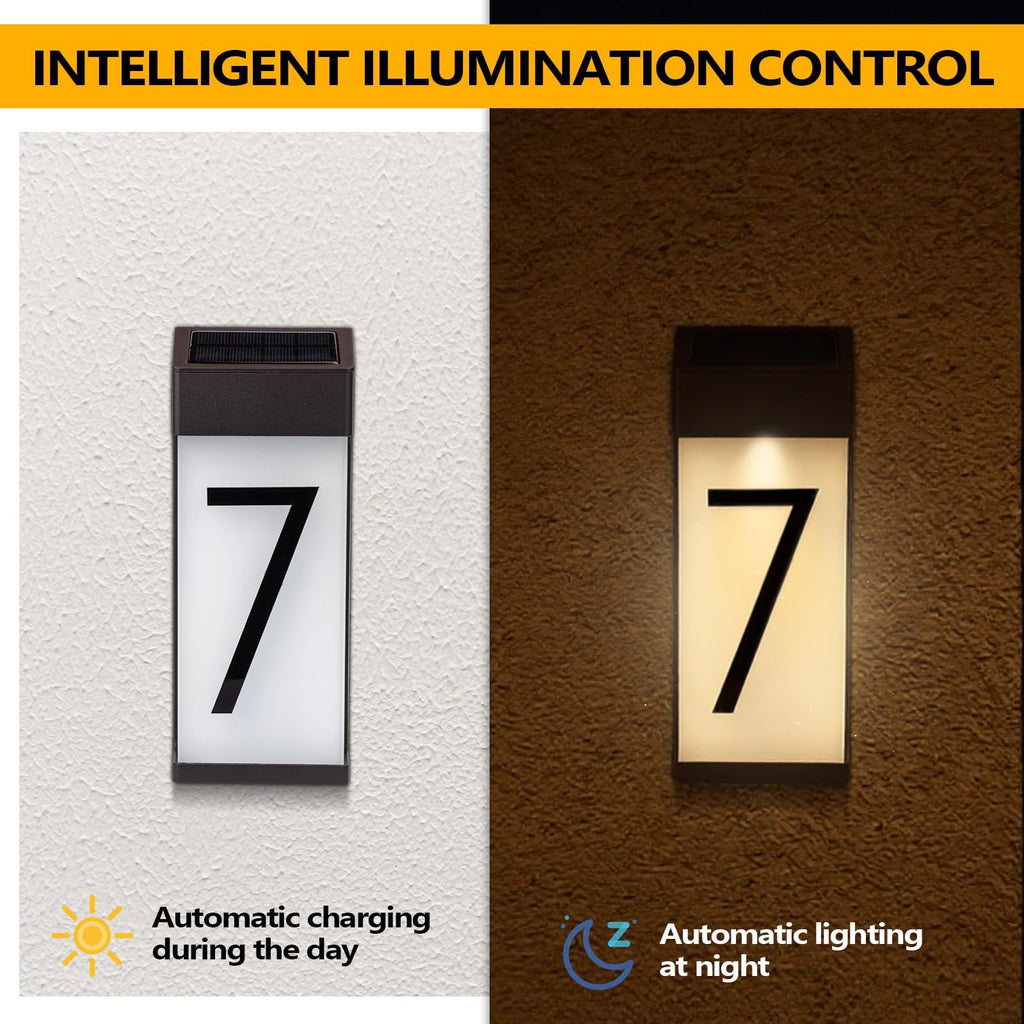 Solar Lighted House Numbers, Letter C, Outside Address Sign, Precision Aluminum Frosted Glass Construction, Automatic