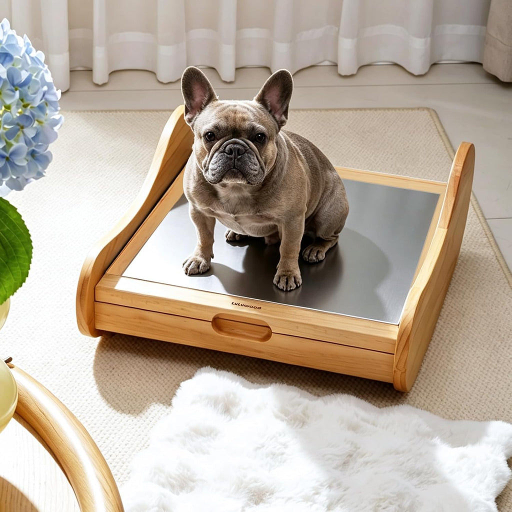Elevated 3-in-1 Wood Dog Bed for Cats and Dogs Up to 33 lbs, All-Season