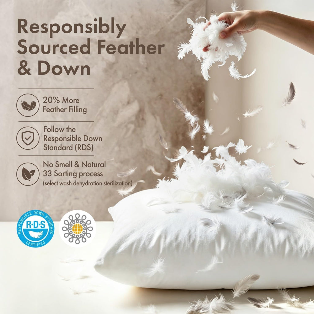18x18 Pillow Inserts Feather Down Throw Pillows - Set of 2