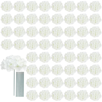 65pcs White Artificial Bulk Faux Hydrangeas