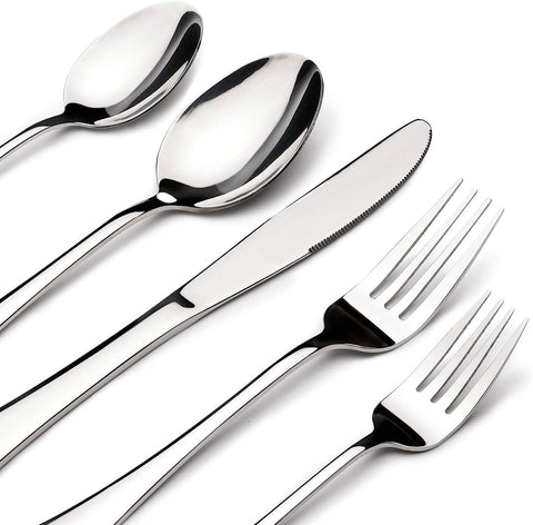 Silverware Set for 8, 45-Piece Stainless Steel Flatware Cutlery Fork and Spoon Set with Serving Utensils Set