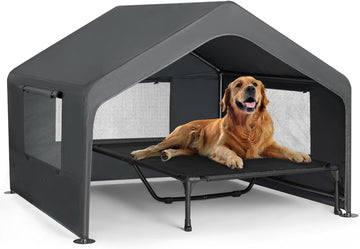 Extra Large Dog House Outdoor Includes Elevated Dog Bed-Weatherproof