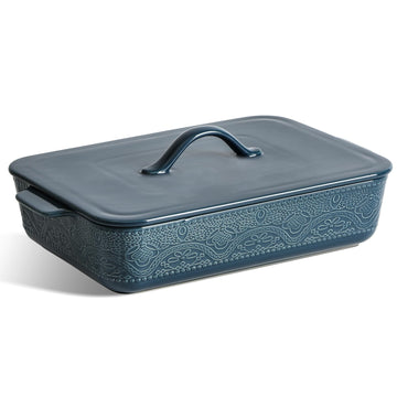 Casserole Dish with Lid, Ceramic 9x13 Casserole Dish for Oven, Rectangular Bakeware, Large Baking Dish with Handles