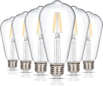 LED Edison Vintage Filament ST21 4W Bulbs E26, 2700K, 6 Pack