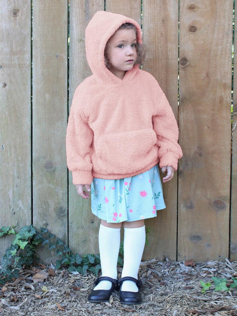 Toddler Girls Fuzzy Fleece Hoodies Kids Pullover Sweatshirts
