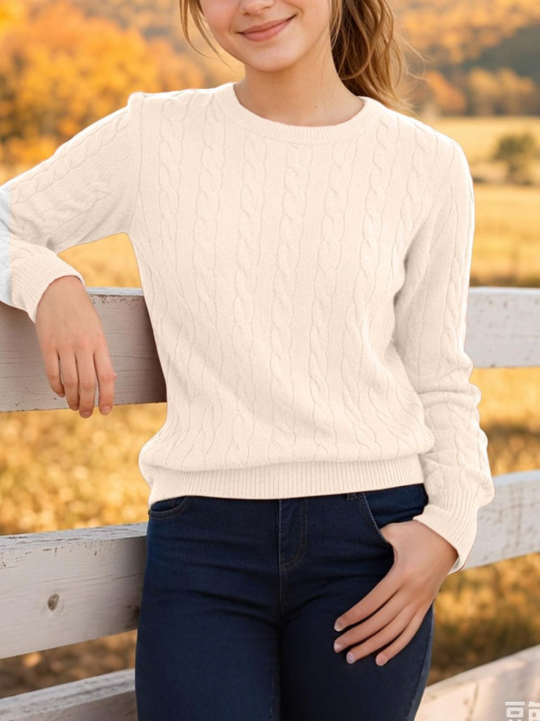 Girls Sweaters Fall Cable Knit Tops Teen Long Sleeve Winter Shirts