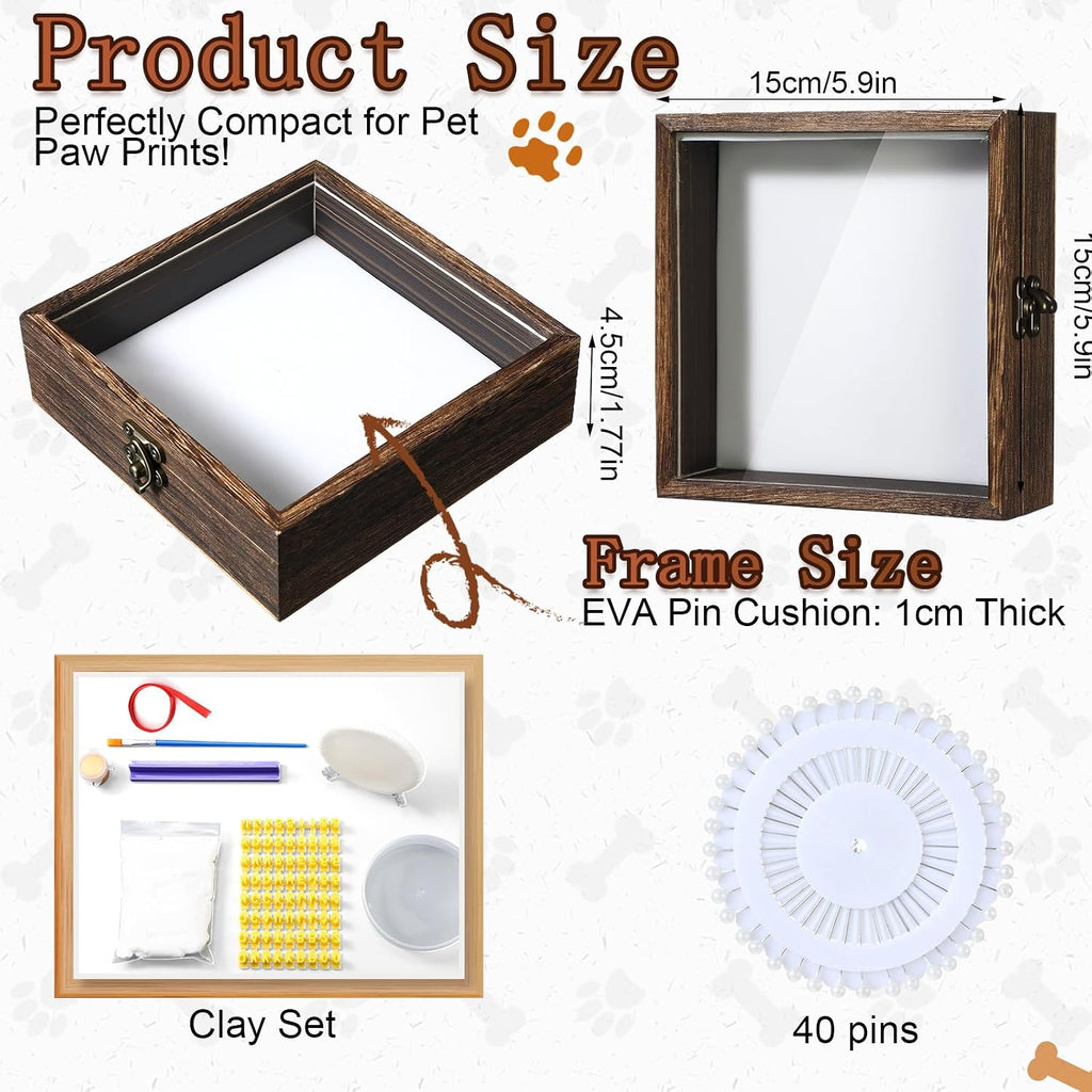 Dogs Paw Prints Kit for Pet Cats Display Case Memorial Shadow Box