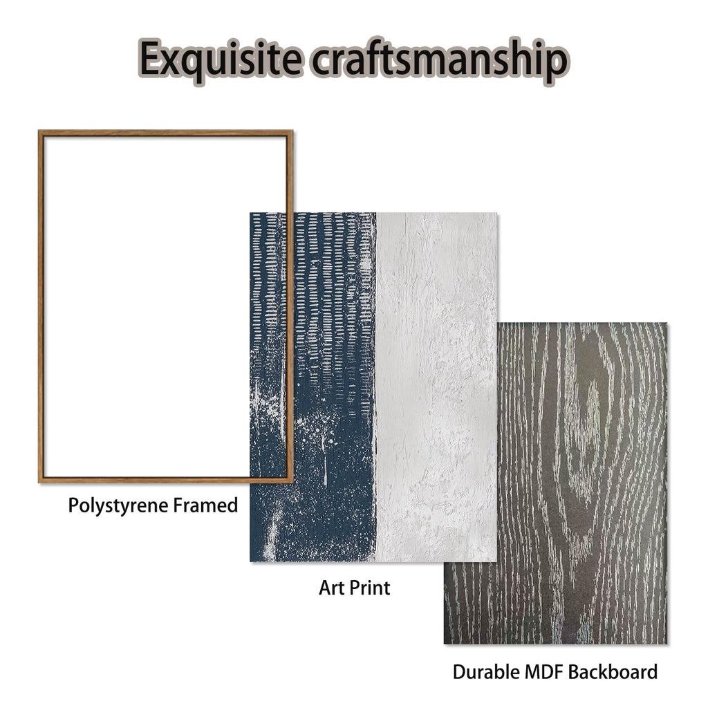 3 Piece Framed Wall Art Abstract Wall Decor Navy Blue Texture Pictures Modern Minimalist Canvas Art Large Luxury