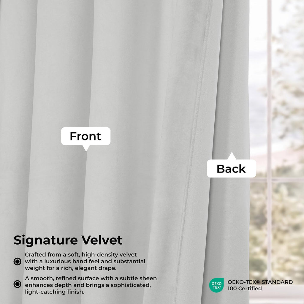 Plush Velvet Pleated Blackout Curtains (1 Panel), 25W X 120L, Primary White