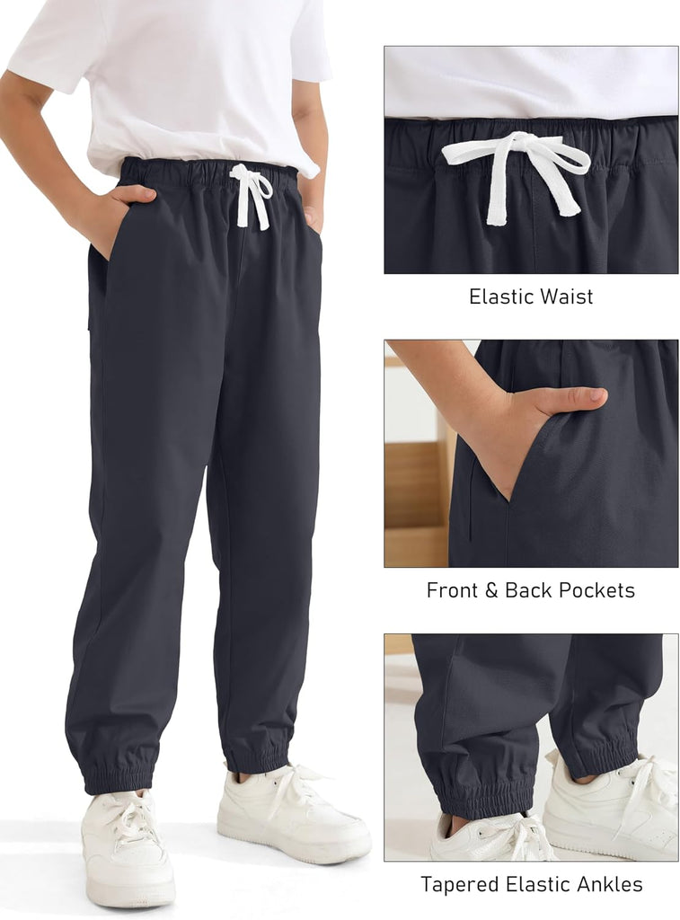 3 Pack Boys Pull On Jogger Pants Kids School Uniform Pants
