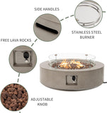 2-Piece Outdoor Propane Firepit Table Set w Tank Table, 42" Fire Table Certified, 50,000 BTU w Gray Round Base,Wind Guard and 16 inches Tank Side - Image 6