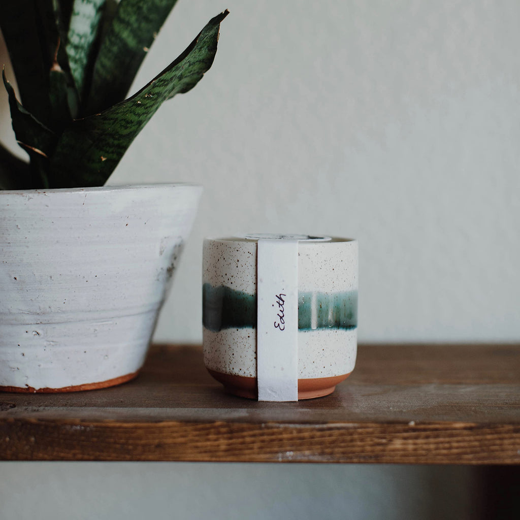 Mint & Eucalyptus Scented, 8.5oz Ceramic Pot, Aromatherapy Candles, 100% Soy, Edith