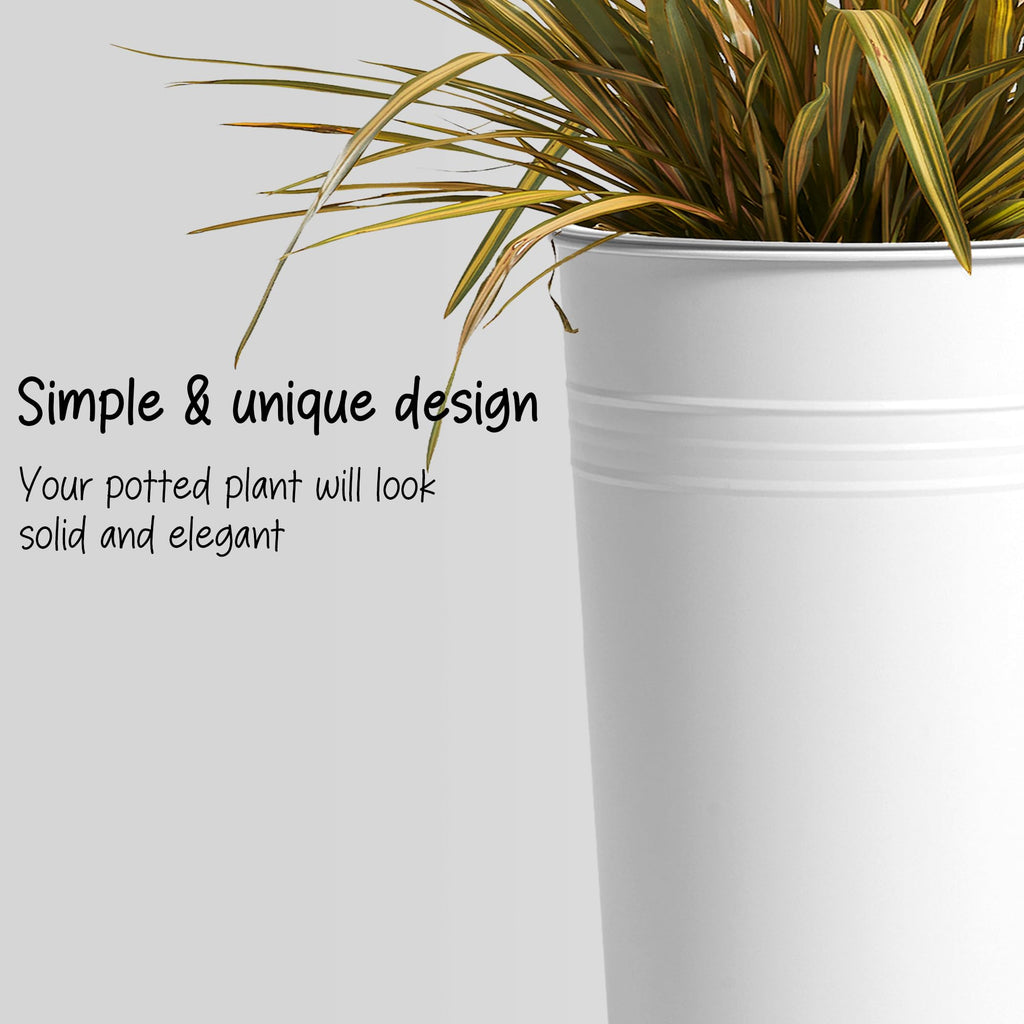 25'' Tall Galvanized Steel Planter Pot with Water Level Indicator - 2-Pack Self Watering Planters Flower Pot for