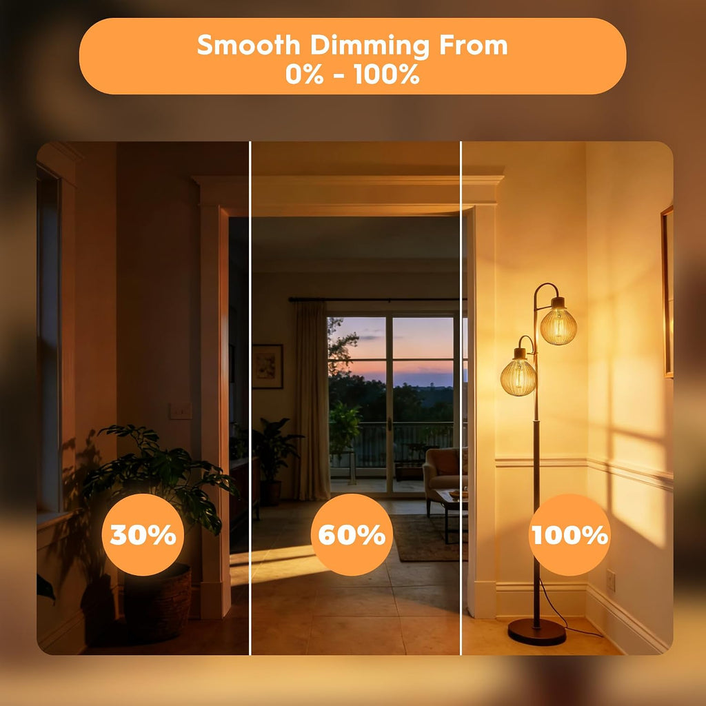 G125 LED Filament Bulb,4W Dimmable E26,2200K Amber Glass