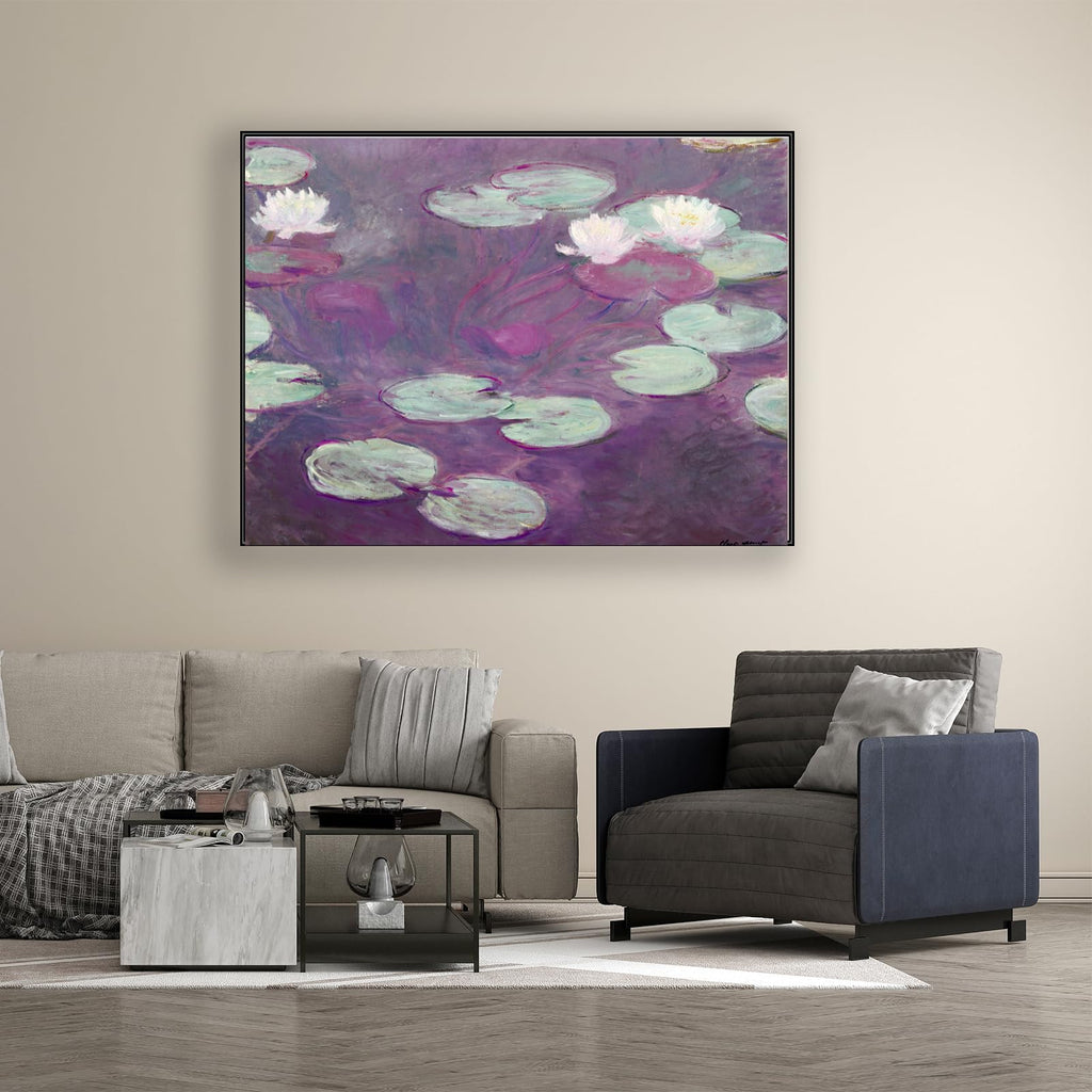 Monet Canvas Wall Art Print - Water Lily Poster - Landscape Oil Painting Print - Impressionism Flowers Picture Modern