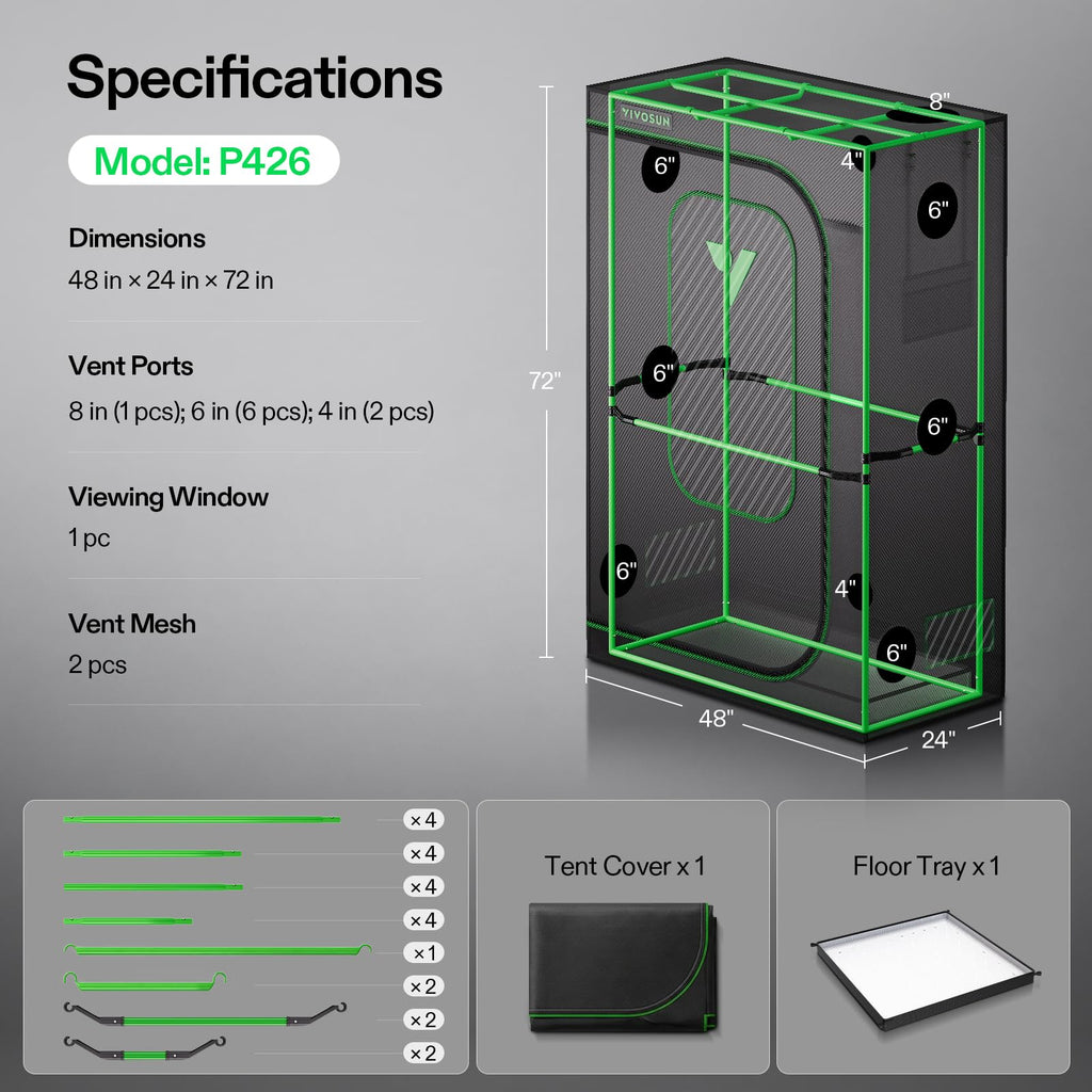 PRO Grow Tent 2x4 Indoor Grow Tents 24"x48"x 72" with High CFM Kit