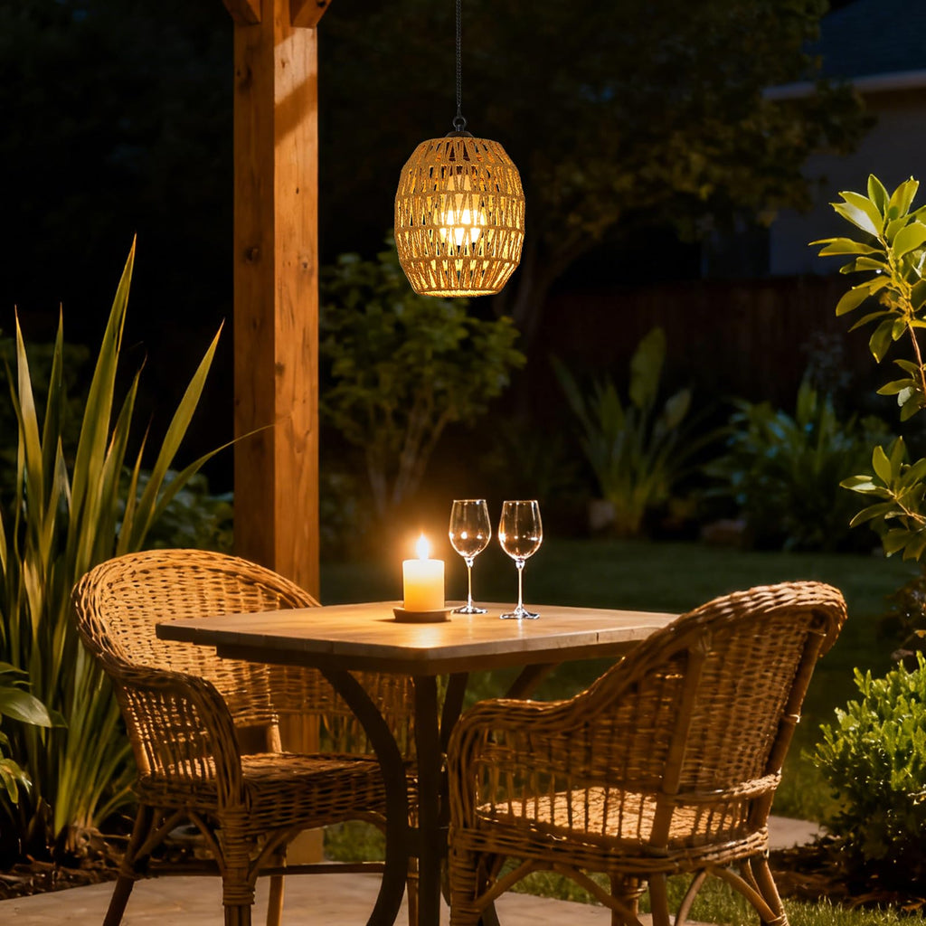 2-Pack Battery Operated Outdoor Chandelier for Gazebo, Boho Rechargeable Chandelier for Porch with Remote LED Bulbs