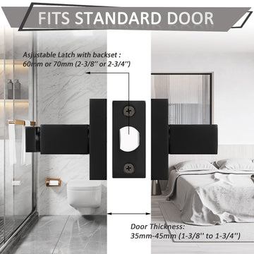 5 Pack Square Privacy Door Levers Black Privacy Door Handles Lock Handleset Keyless Lockset Door Knobs Interior