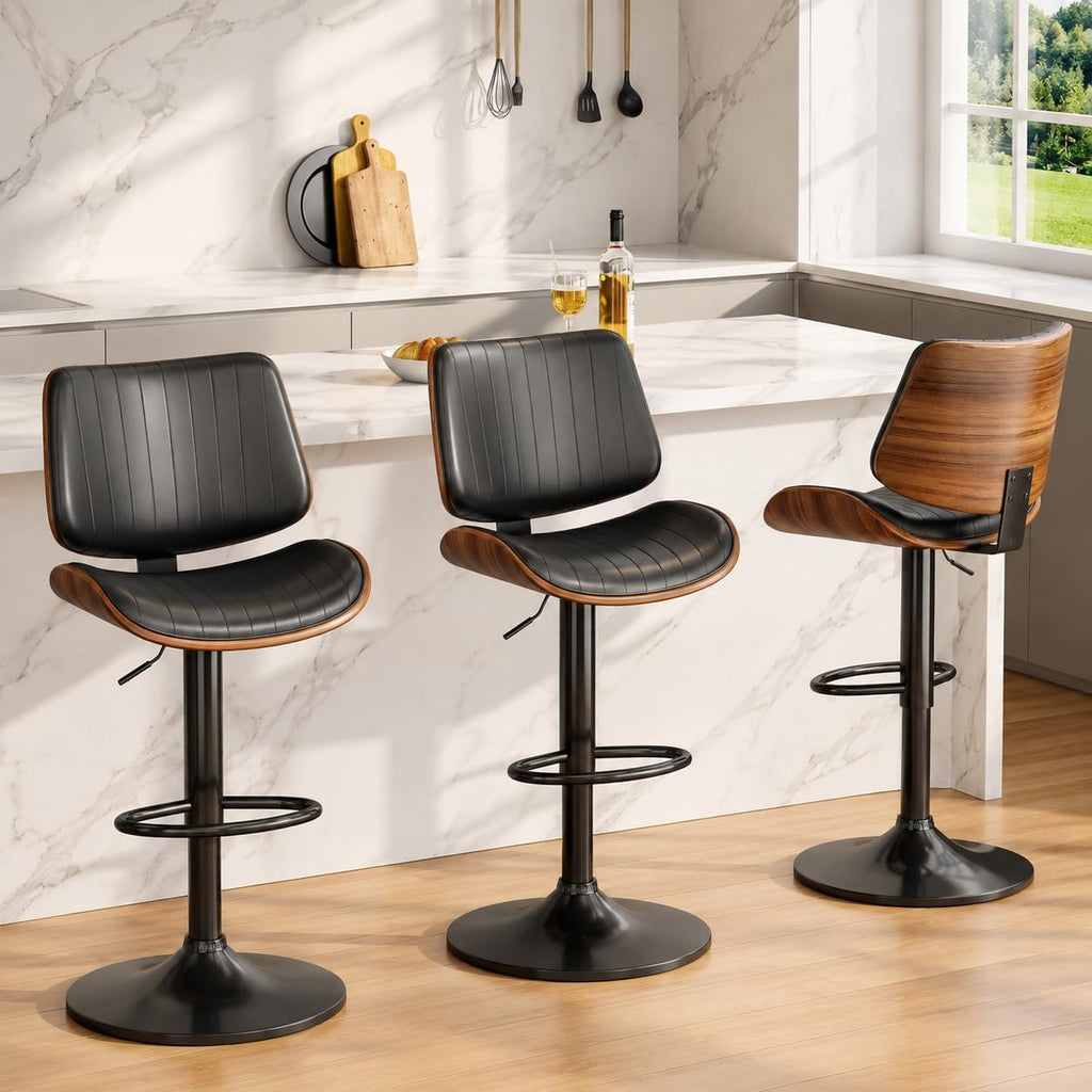 Swivel Bar Stools 2PCS, Adjustable Bentwood Barstools Counter