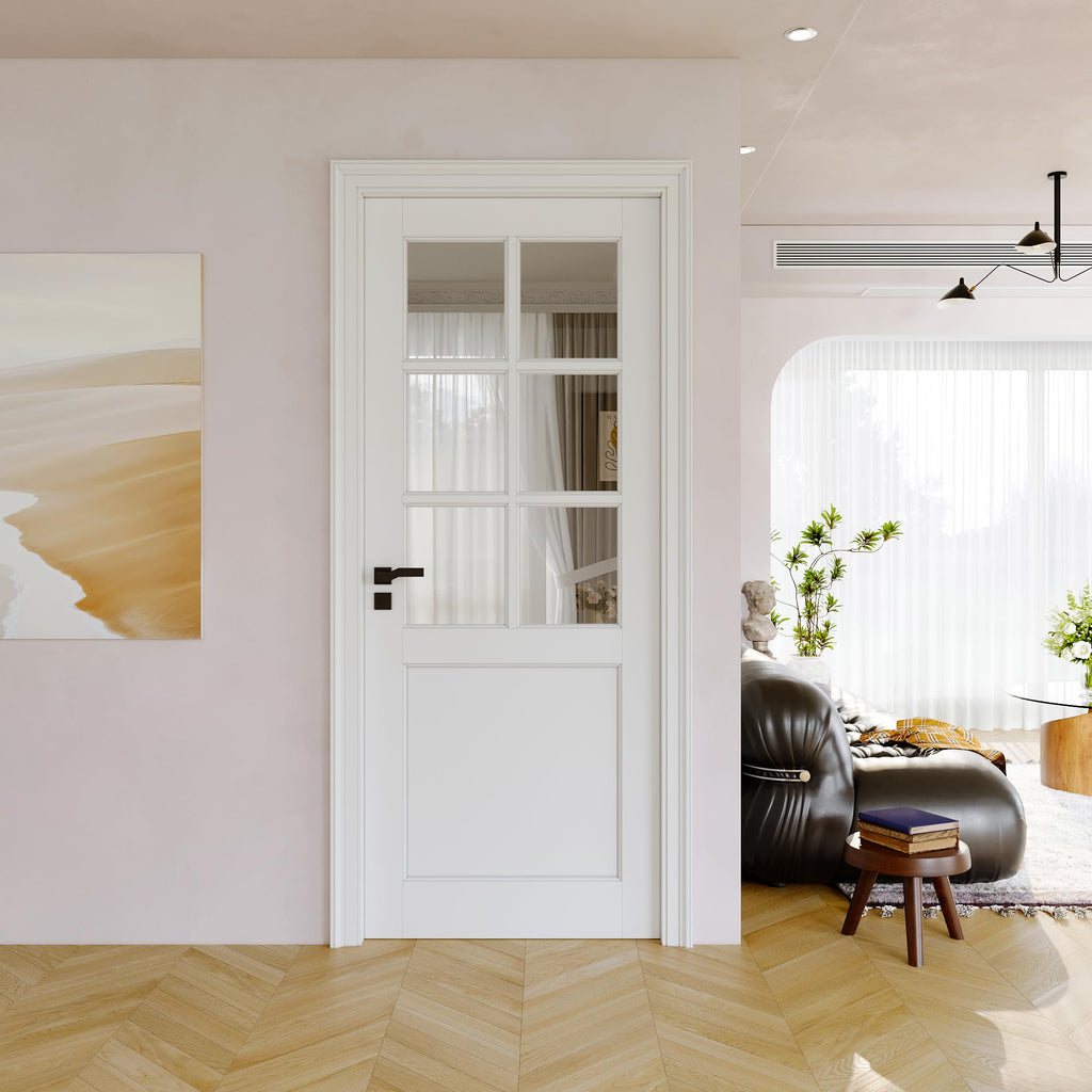 32x80 Interior Door Slab, 6-Lite Clear Glass Doors, Pantry Door, Room Doors