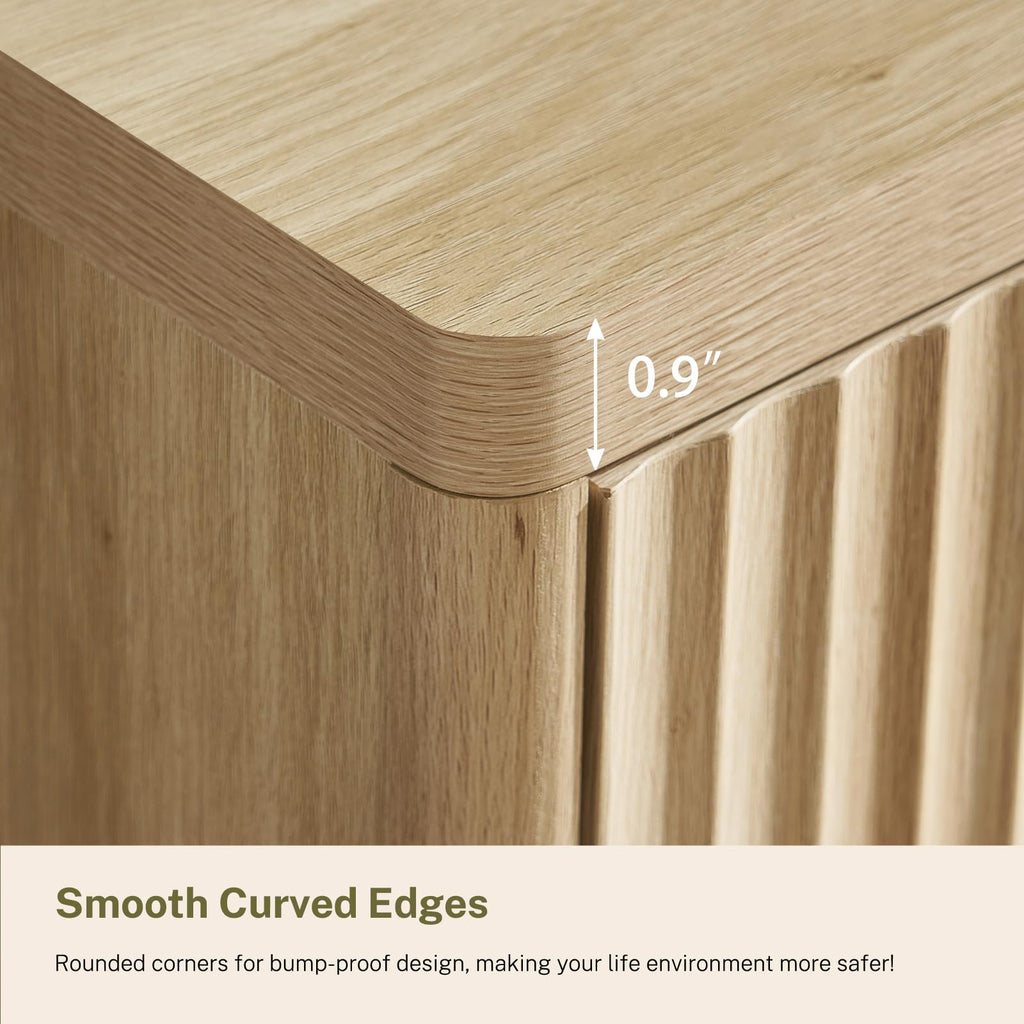 56.3'' Dresser with 6 Drawers, Dressers & Chest of Drawers with Curved Profile Design, 6 Drawer Dresser, Fluted