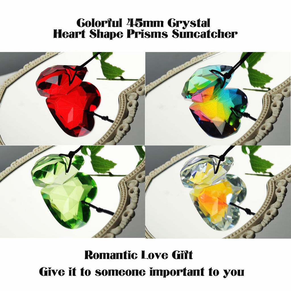 Pack of 9 Crystal Suncatchers Colorful Heart Chandelier Prisms Stained Glass Pendants Parts Hanging Window Home Decor