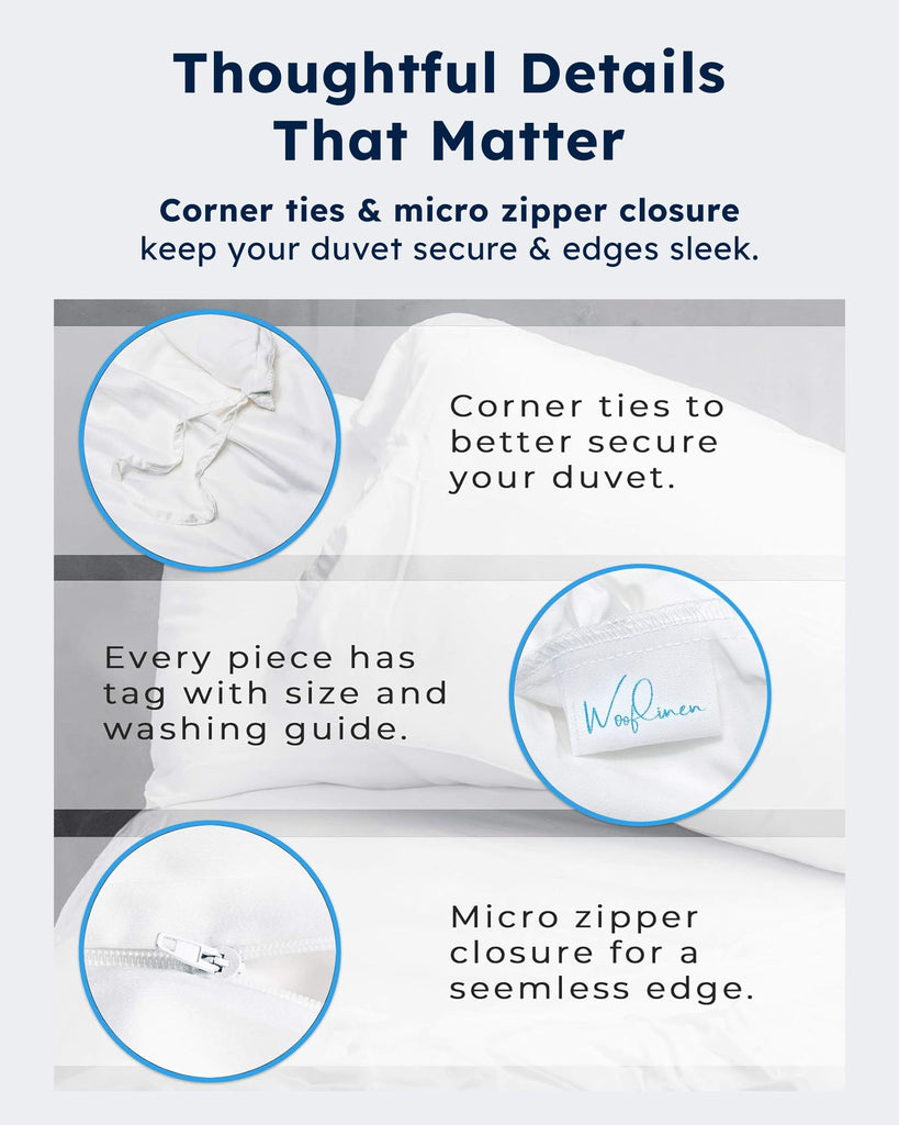100% Viscose Derived from Bamboo Duvet Cover Set - White Cooling Duvet Cover with Pillowcases - Silky Soft Like Silk