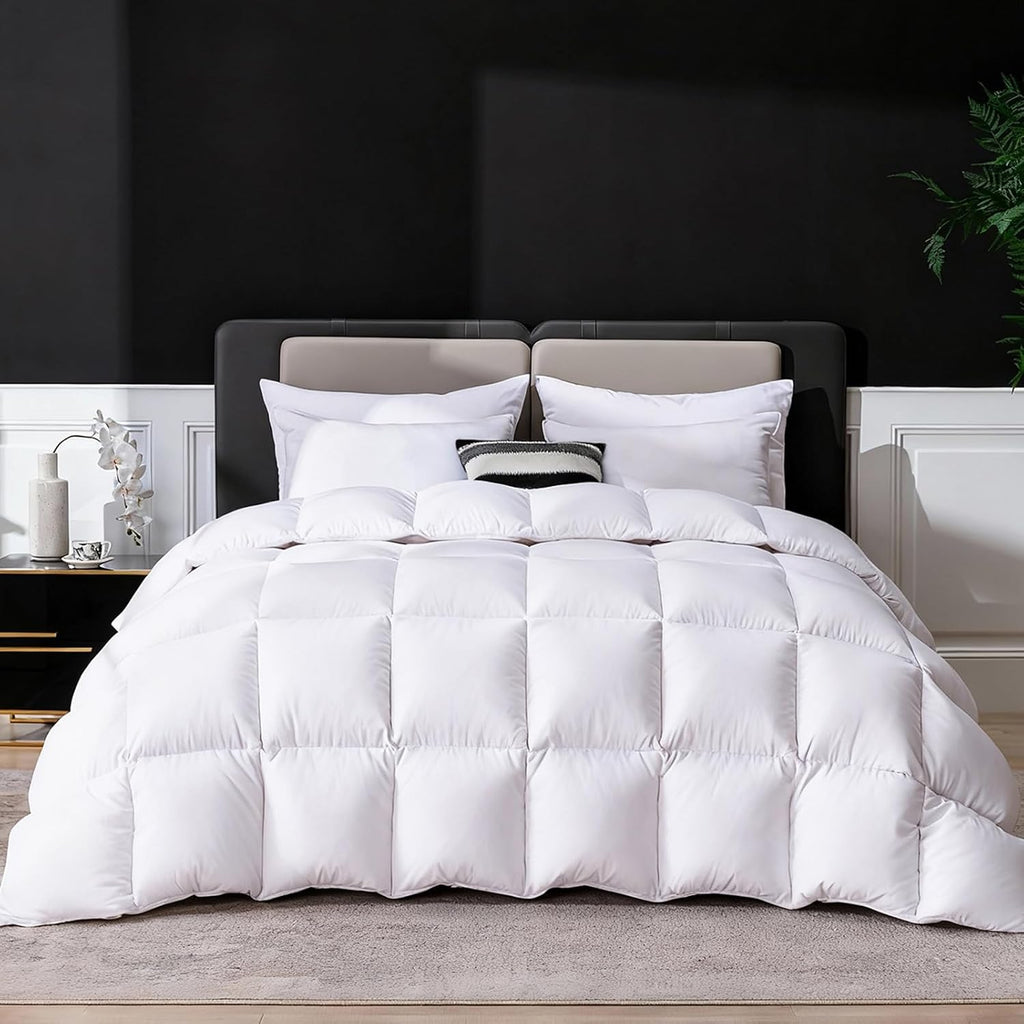 Goose Feather Down Fiber Comforter King, Ultra Soft Medium Warm Duvet Insert