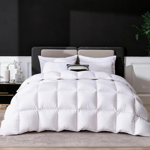 Goose Feather Down Fiber Comforter Twin, Ultra Soft Medium Warm Duvet Insert