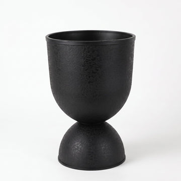 23 Inch Tall Planters, Black Plastic Urn Planters, 1 Pack