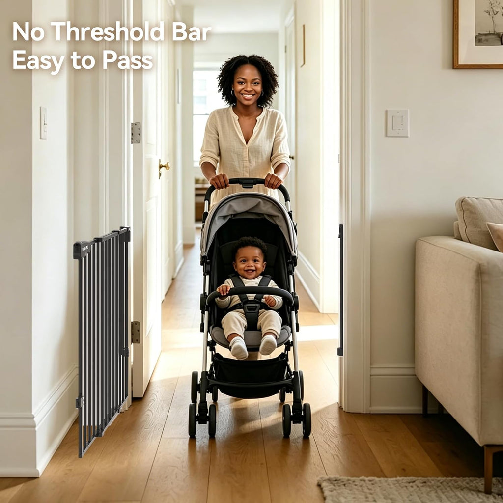 Baby Gate for Stairs, Kitchen & Doorways, 29-43" W 28" H No Bottom Bar - Hardware Mount Safety Dog/Pet Gate Indoor
