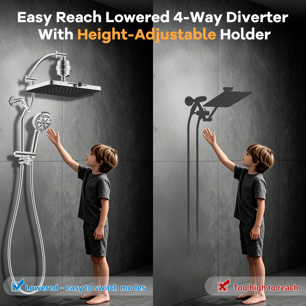 13" Filtered Shower Head & Filtered 10-Mode Handheld Combo, Chrome