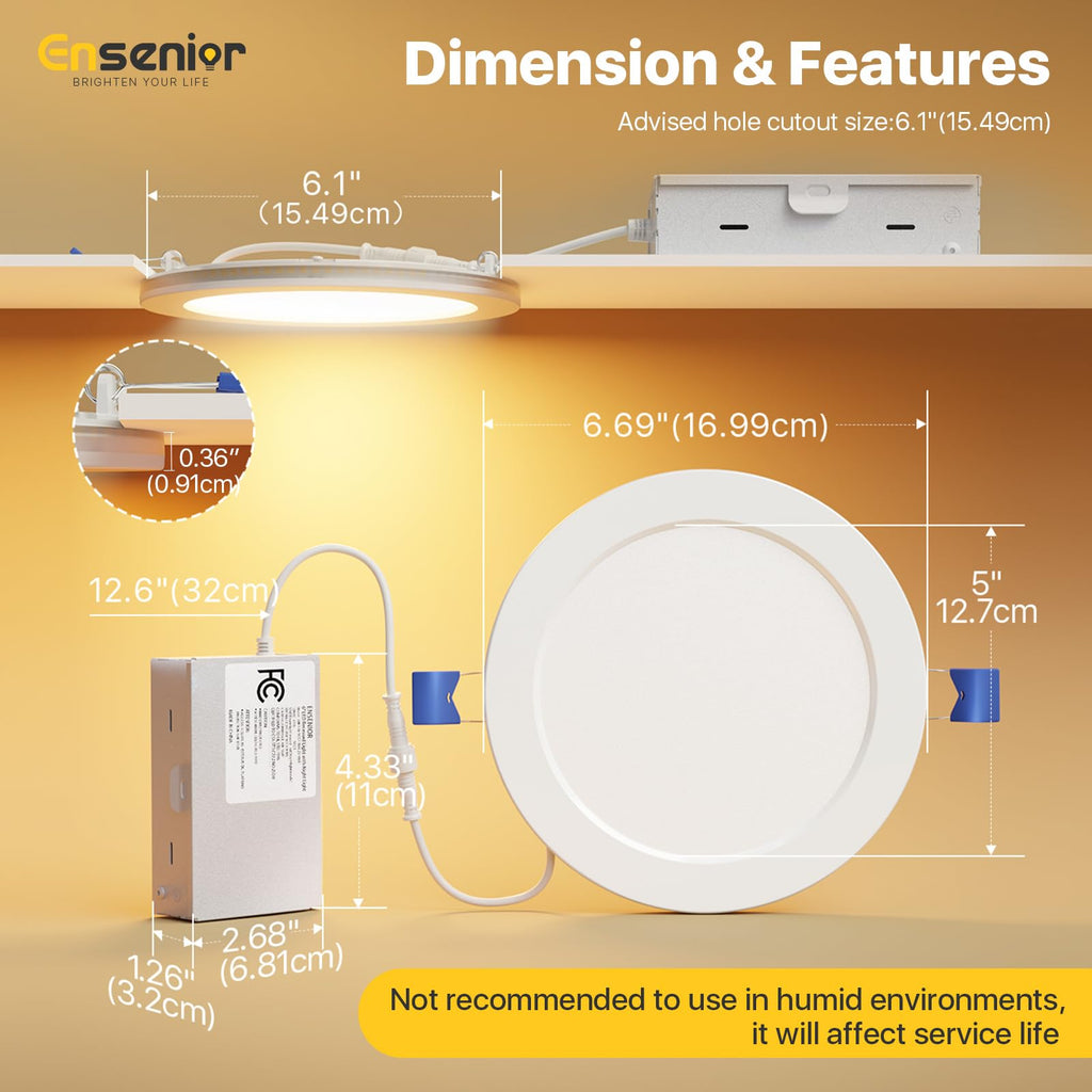 48 Pack 6 Inch LED Recessed Lights with Night Light, 5CCT
