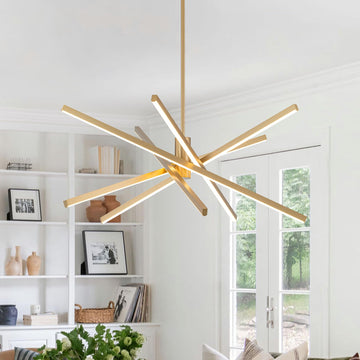 Gold Sputnik Chandeliers Modern LED Linear Chandelier Light
