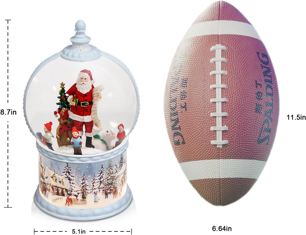 Christmas Snow Globe Lantern with 8 Music, 12" Vintage Carriage Glitter Lighted Water Snow Globes with 6H Timer
