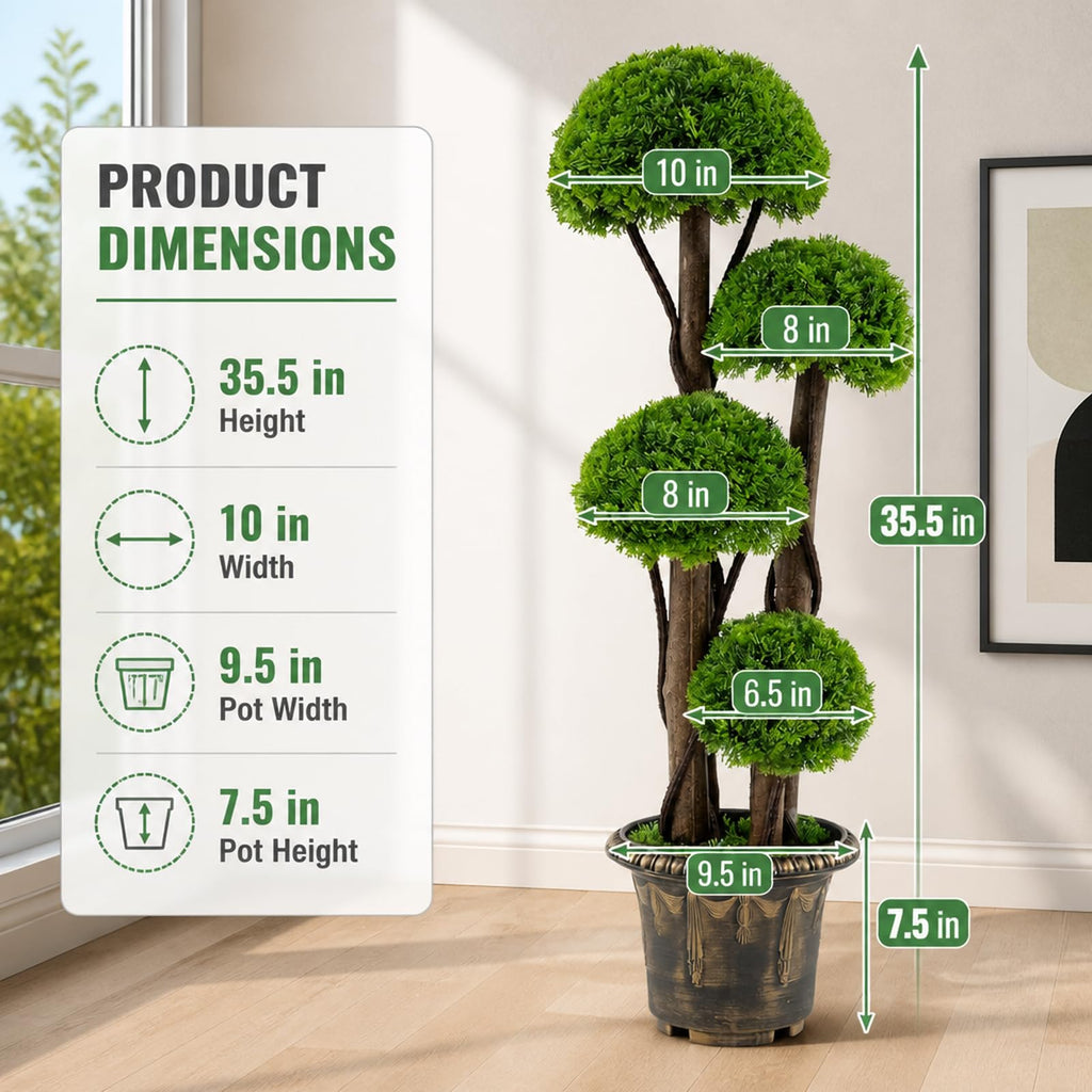 3FT Artificial Cypress Topiary Ball Tree Porch