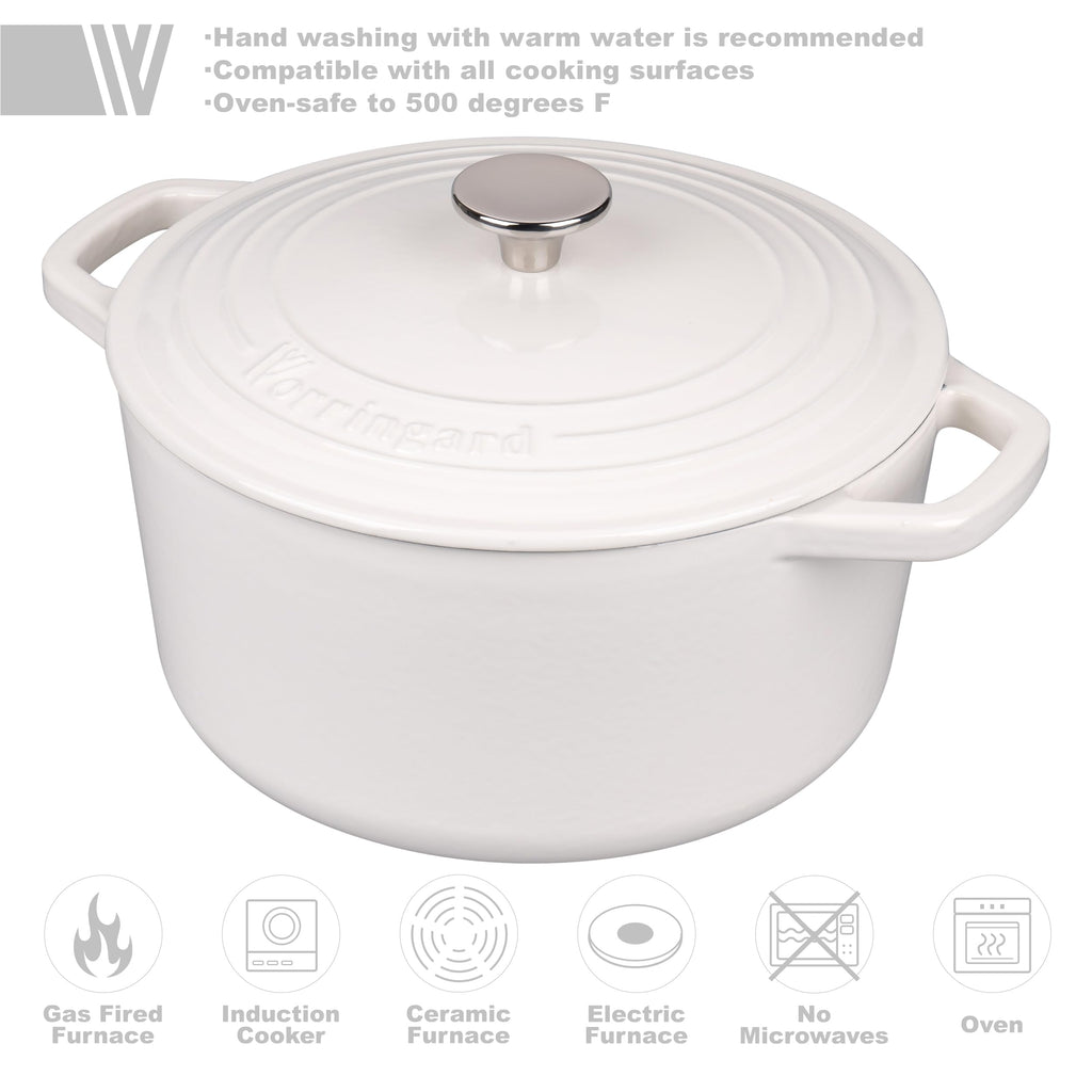 Enameled Cast Iron Dutch Oven Pot with Lid, for Bread Baking, Round Bread Oven- include Sourdough Bread Baking