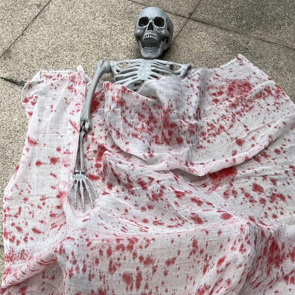 5.4Ft/165cm Halloween Skeleton Full Body Life Size Human Bones with Movable Joints Outdoor Halloween Props Decorations