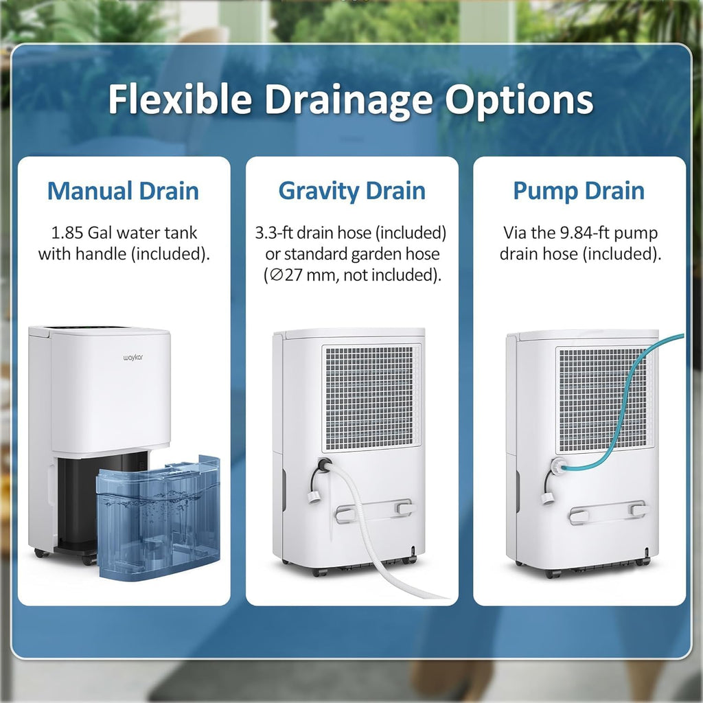 150 Pints 2025 Energy Star Dehumidifier with Pump for Spaces up to 7