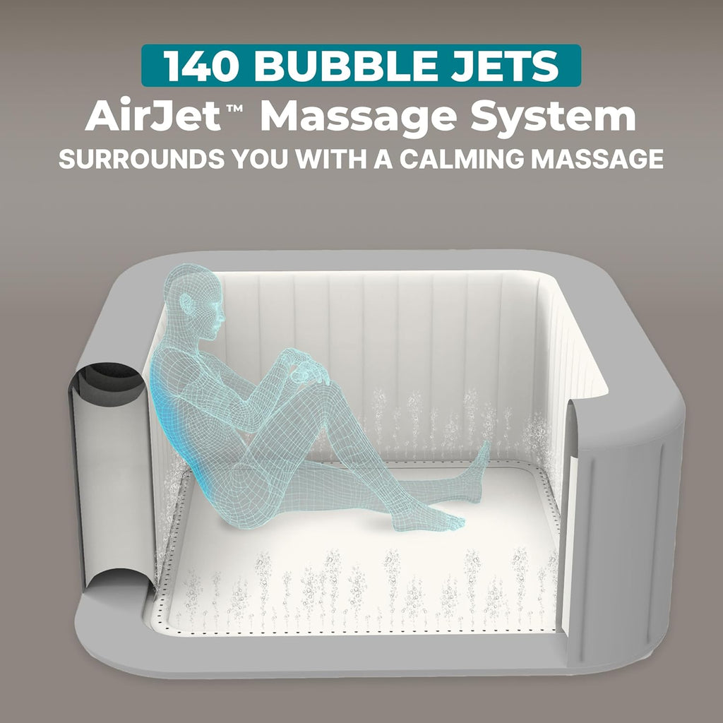 SaluSpa Hawaii 4 to 6 Person Inflatable Hot Tub, Square Energy-Efficient Portable Outdoor Spa with 140 AirJets, 71" x
