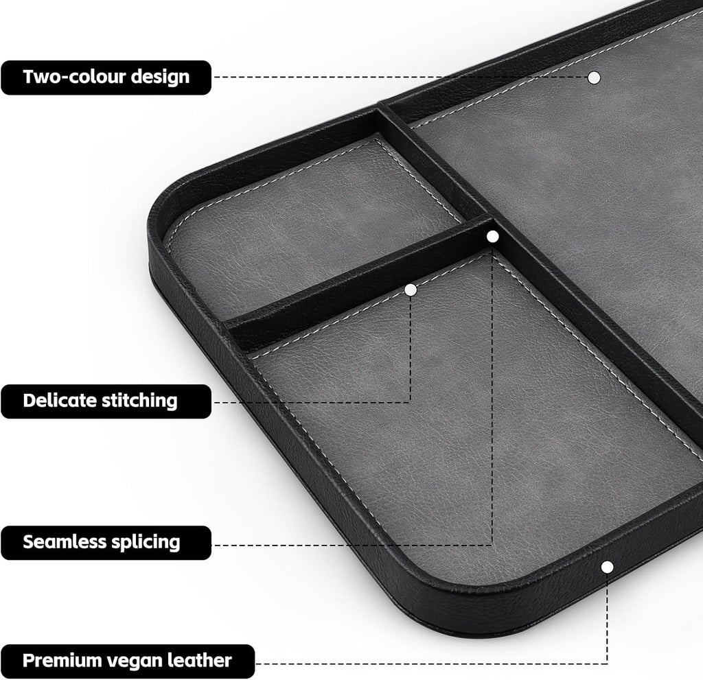 Leather Tray, Stylish and Organized Multifunctional Tray, for Table Entryway, Premium PU Leather, Catchall Tray
