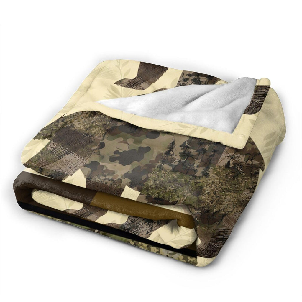 Bear Blanket Camo Cabin Throw Gifts Decor for Dad Boys Men 80"x60"