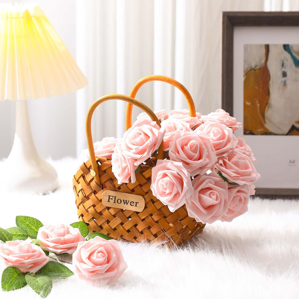 100 Pcs Artificial Rose Flowers, Pink