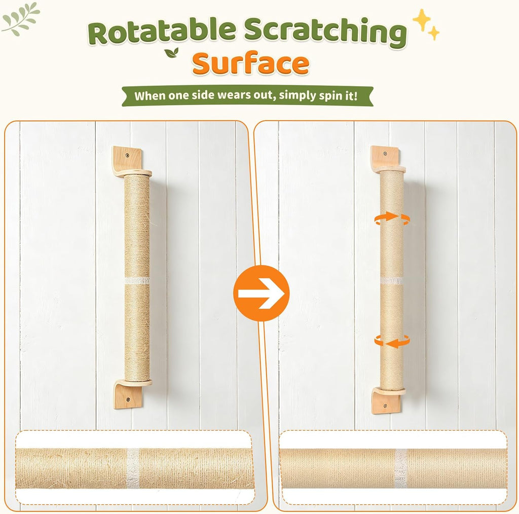 Wall Mounted Cat Scratching Post 60 Inch Tall