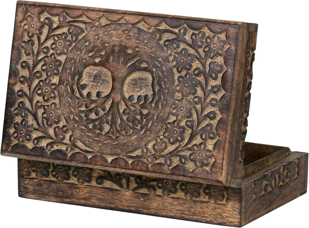 Wooden Jewelery Box Decorative Box with Life of Tree Carving - Antique Design for Sister Birthday Gifts, Jewelry