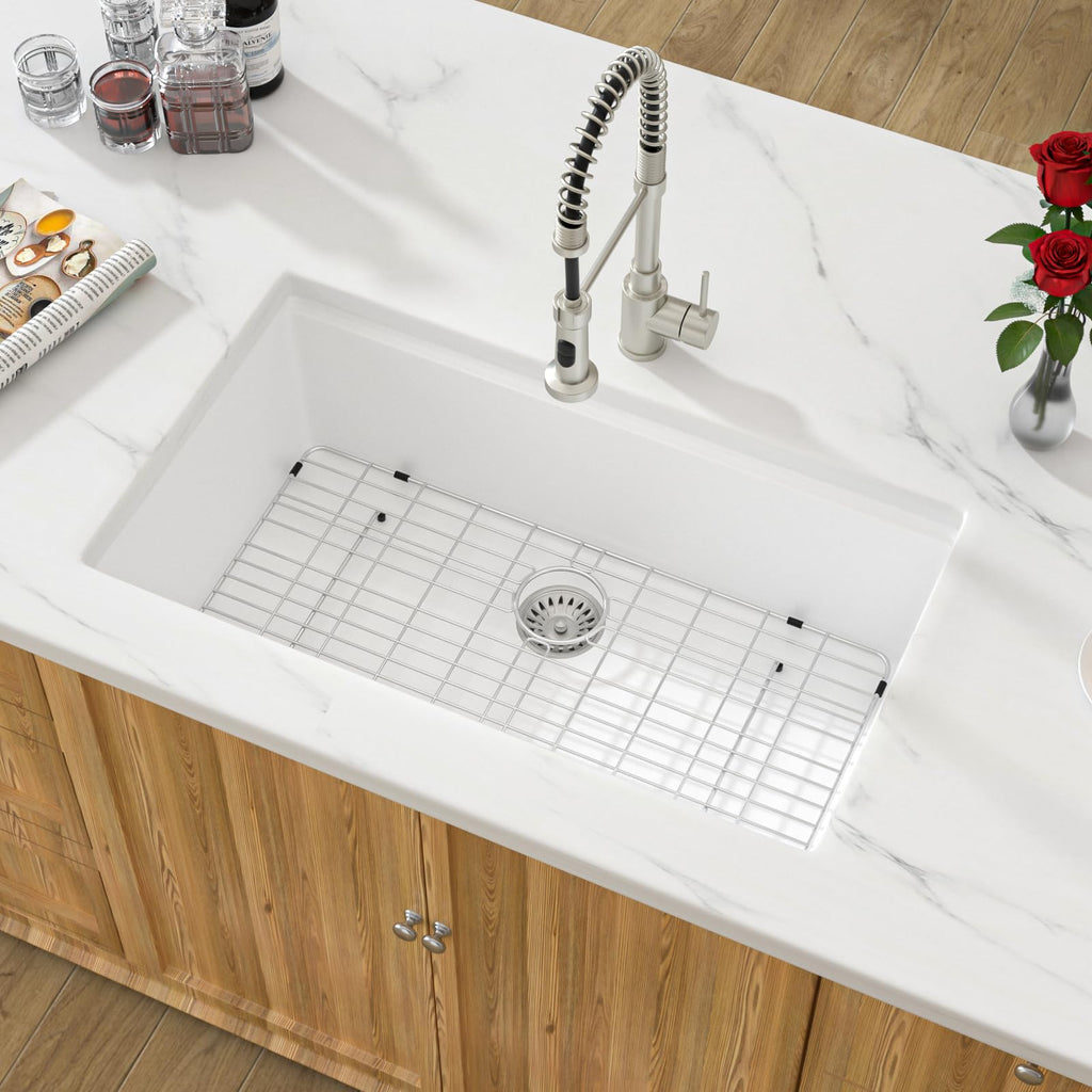 32x19 Granite Composite Kitchen Sink - 32 Undermount Kitchen Sink Workstation White Granite Quartz Composite Under