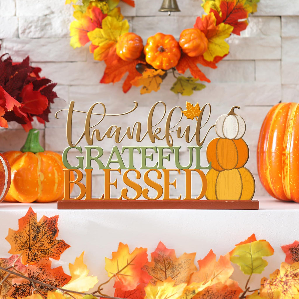 11.81inch Thanksgiving Table Sign Metal Fall Decorations